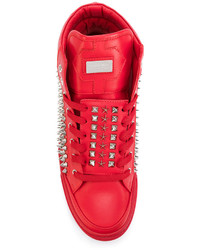 Baskets en cuir rouges Philipp Plein