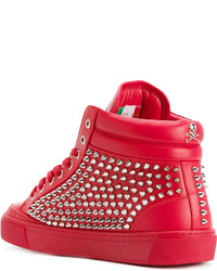 Baskets en cuir rouges Philipp Plein