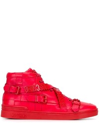 Baskets en cuir rouges Moschino