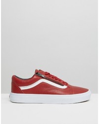 Baskets en cuir rouges Vans