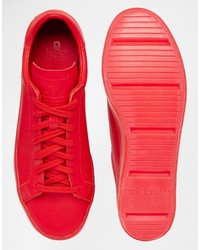 Baskets en cuir rouges adidas