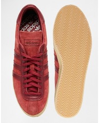 Baskets en cuir rouges adidas