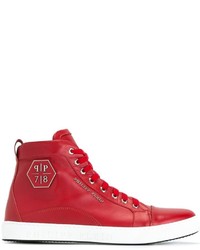 Baskets en cuir rouges Philipp Plein