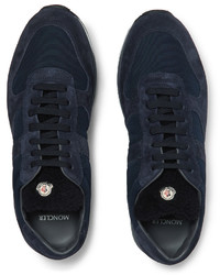 Baskets en daim bleu marine Moncler