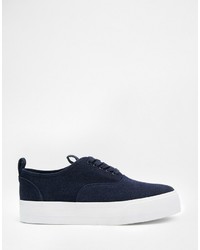 Baskets en daim bleu marine Asos