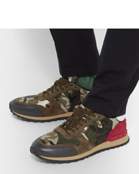 Baskets en daim camouflage olive Valentino