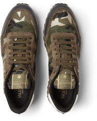 Baskets en daim camouflage olive Valentino