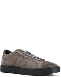 Baskets en daim gris foncé Santoni