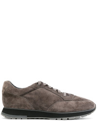 Baskets en daim gris foncé Santoni