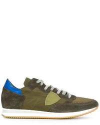 Baskets en daim olive Philippe Model