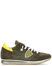 Baskets en daim olive Philippe Model