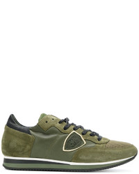 Baskets en daim olive Philippe Model