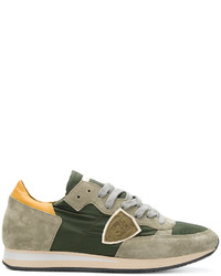 Baskets en daim olive Philippe Model