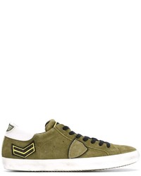 Baskets en daim olive Philippe Model