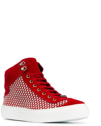 Baskets en daim rouges Jimmy Choo