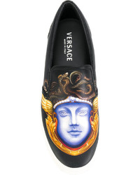 Baskets imprimées noires Versace