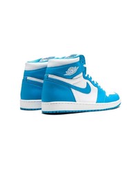 Baskets montantes blanc et bleu Jordan