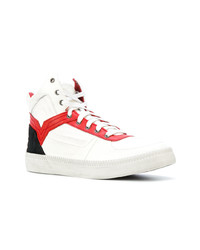 Baskets montantes blanc et rouge Diesel