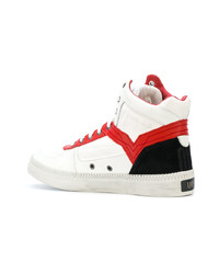 Baskets montantes blanc et rouge Diesel