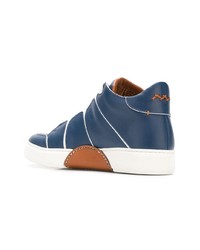 Baskets montantes bleu marine et blanc Ermenegildo Zegna XXX