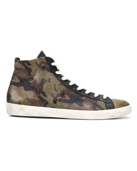 Baskets montantes camouflage olive Leather Crown