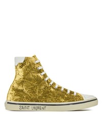 Baskets montantes dorées Saint Laurent
