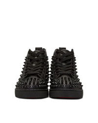 Baskets montantes en cuir à clous noires Christian Louboutin