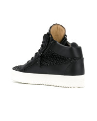 Baskets montantes en cuir à clous noires Giuseppe Zanotti Design