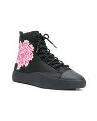 Baskets montantes en cuir à fleurs noires Y-3