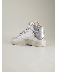 Baskets montantes en cuir argentées Nike
