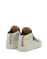 Baskets montantes en cuir argentées Giuseppe Zanotti