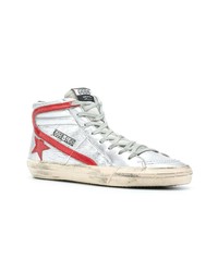 Baskets montantes en cuir argentées Golden Goose Deluxe Brand