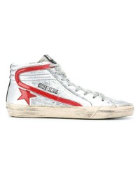 Baskets montantes en cuir argentées Golden Goose Deluxe Brand