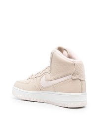 Baskets montantes en cuir beiges Nike