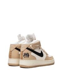 Baskets montantes en cuir beiges Nike