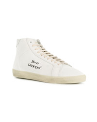 Baskets montantes en cuir beiges Saint Laurent