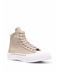 Baskets montantes en cuir beiges Alexander McQueen