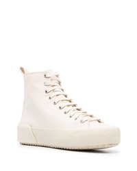 Baskets montantes en cuir beiges Jil Sander