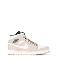 Baskets montantes en cuir beiges Nike