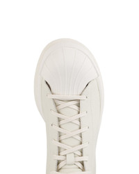 Baskets montantes en cuir beiges Adidas By Rick Owens