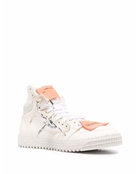 Baskets montantes en cuir beiges Off-White