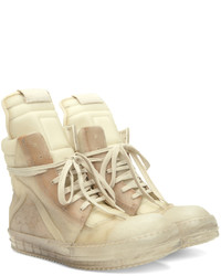 Baskets montantes en cuir beiges Rick Owens