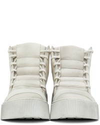 Baskets montantes en cuir beiges Boris Bidjan Saberi