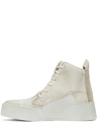 Baskets montantes en cuir beiges Boris Bidjan Saberi