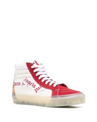 Baskets montantes en cuir beiges Vans