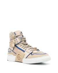 Baskets montantes en cuir beiges Philipp Plein