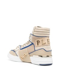 Baskets montantes en cuir beiges Philipp Plein