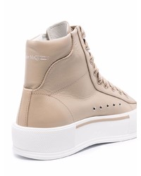 Baskets montantes en cuir beiges Alexander McQueen