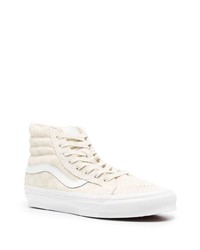 Baskets montantes en cuir beiges Vans