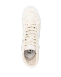 Baskets montantes en cuir beiges Vans